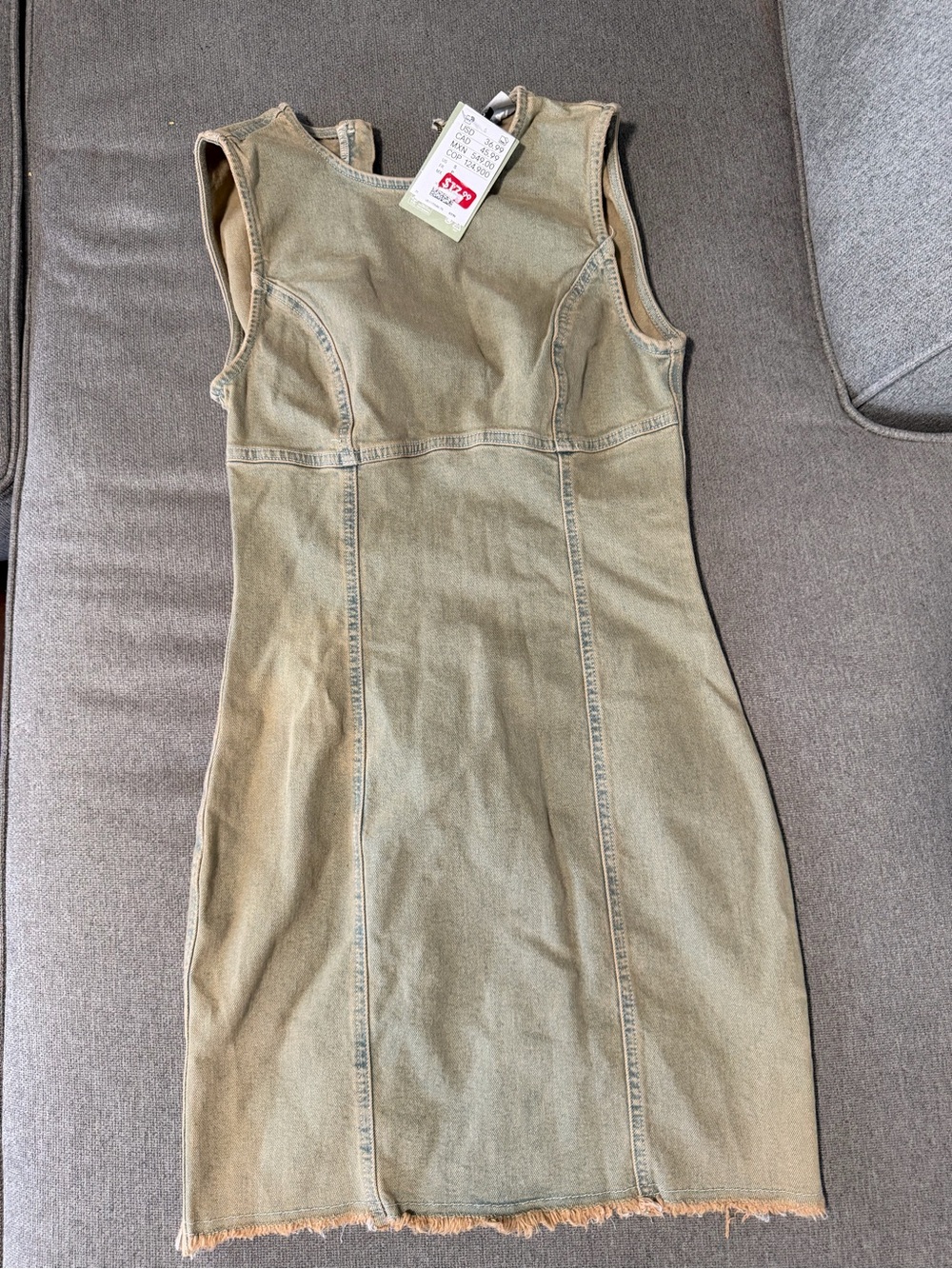 H&M Olive Green Denim Midi Sheath Dress